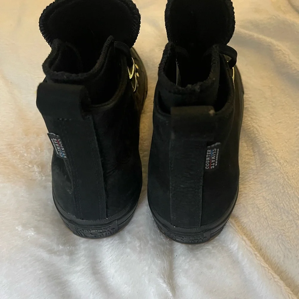 Black High-Top Converse Lunarlon Sneakers with Gold Accents - Picture 6 of 6